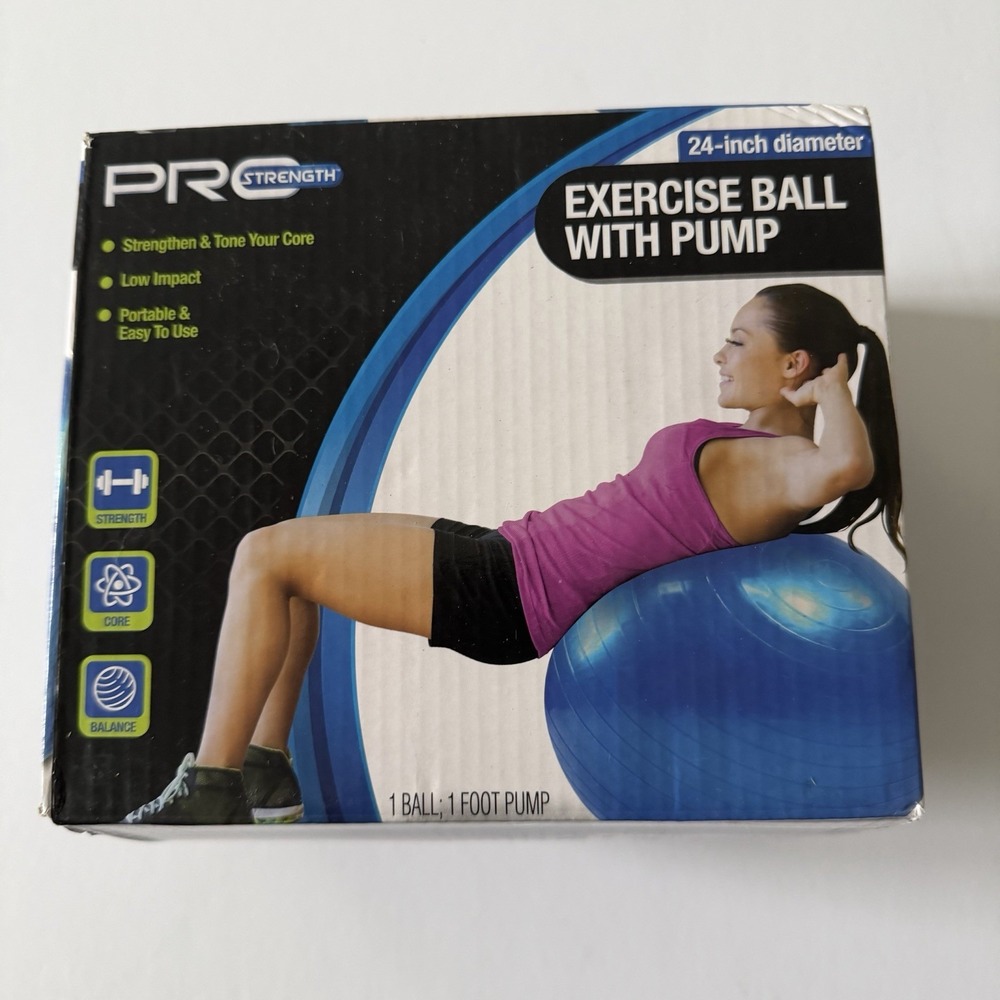 Pro Strength 24-Inch Blue Exercise Ball with Pump PA-6281 Core Gym Fitness NEW